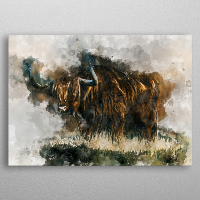640x640 Watercolor Bull By Christian K Metal Posters
