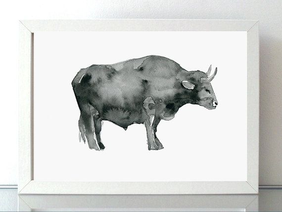 570x429 Bull Art Bull Watercolor Painting