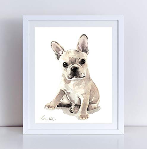 495x500 French Bulldog Puppy Print Watercolor Painting