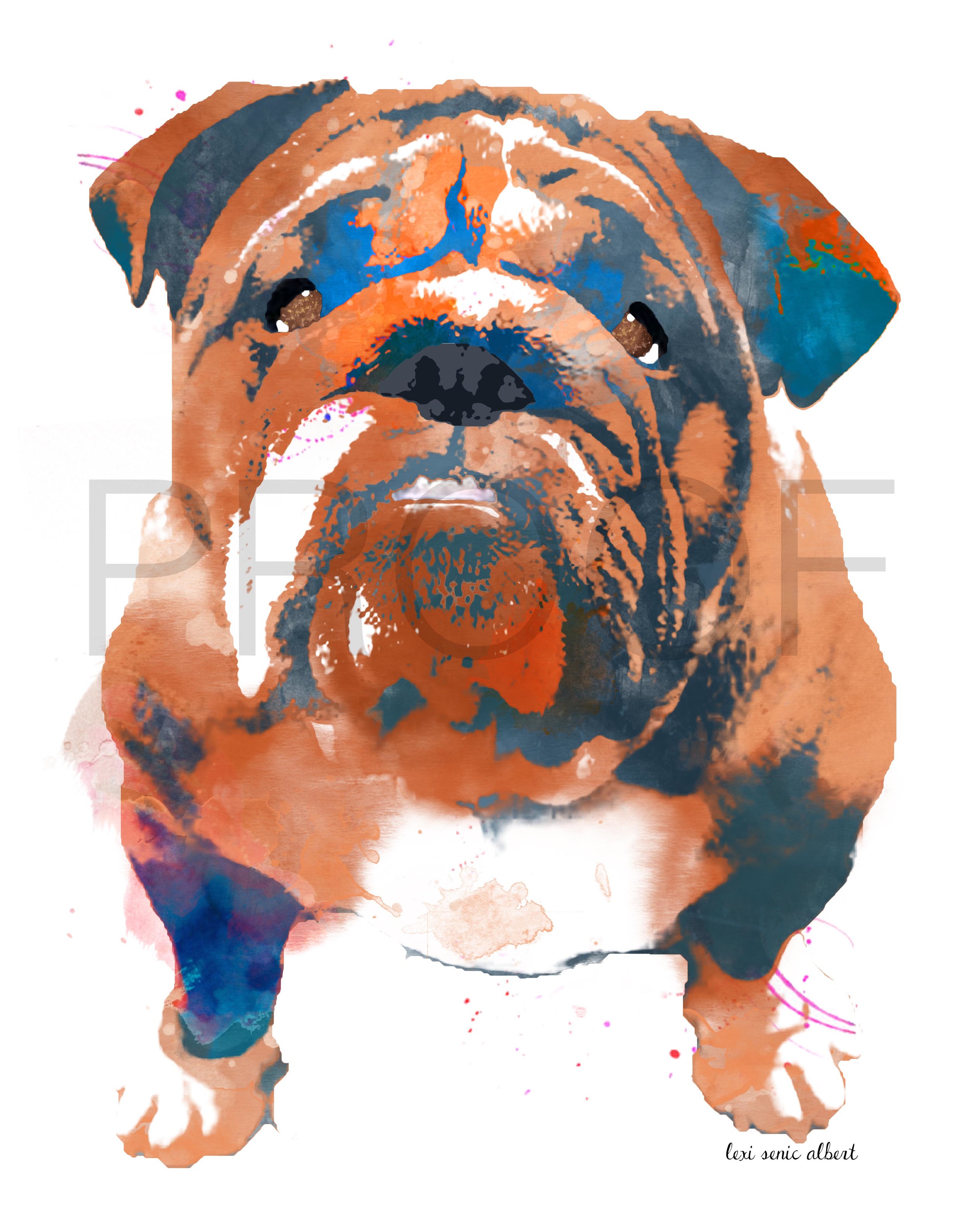 2500x3182 Bulldog Watercolor Dog Portrait Ned Free In The Lines