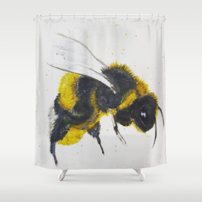 700x700 Watercolor Bumble Bee Shower Curtain By Wolfieeee Society6