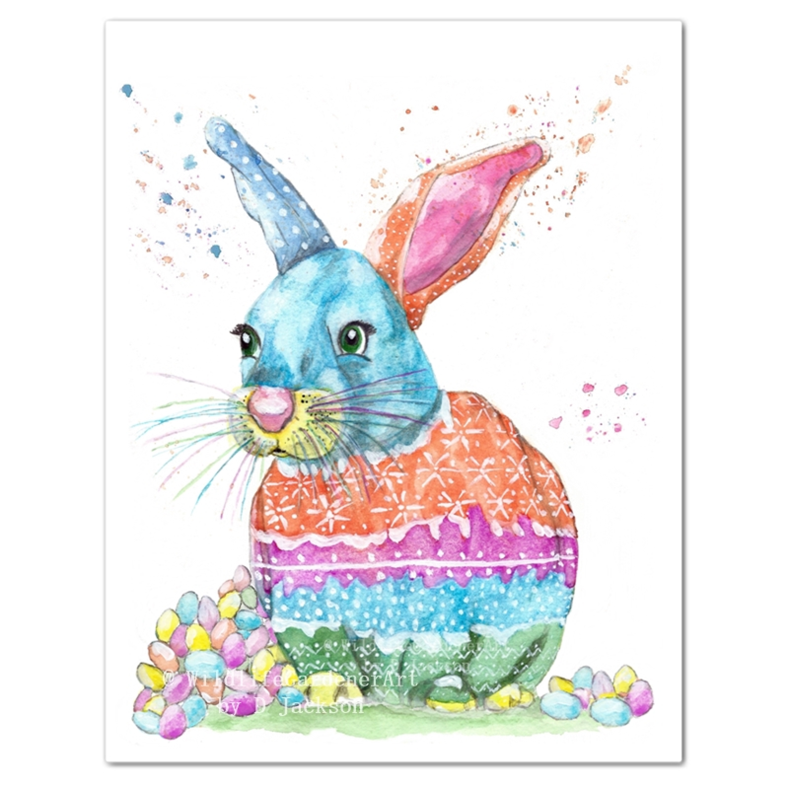 1600x1600 Easter Bunny Watercolor Art Print Wildlife Gardener Art