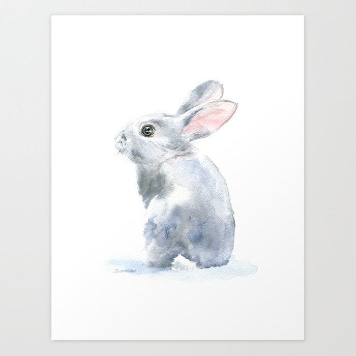 700x700 Gray Bunny Rabbit Watercolor Painting Art Print By Susanwindsor