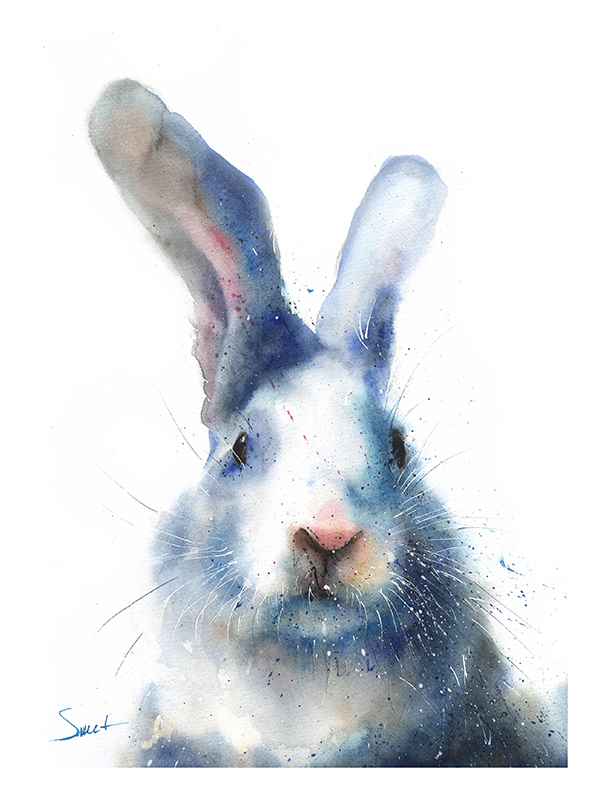 600x800 Rabbit Watercolor Print Watercolor Animal Paintings