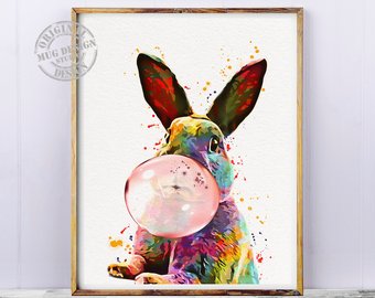 340x270 Rabbit Watercolor Etsy