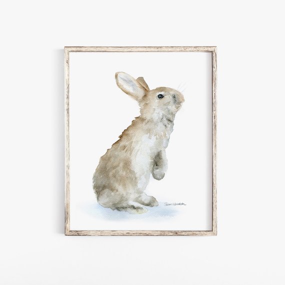 570x570 Bunny Watercolor Painting Giclee Print 5 X 7 Rabbit Woodland Etsy