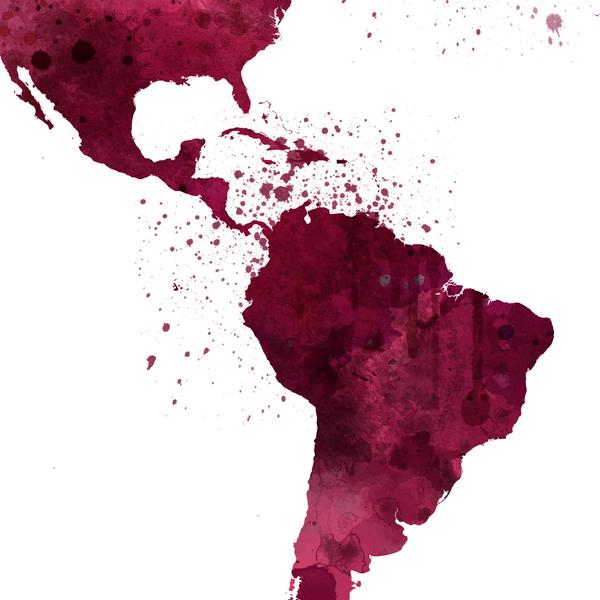 600x600 Extra Large Burgundy World Map Canvas Wall Art Print
