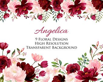 340x270 Burgundy Watercolor Etsy