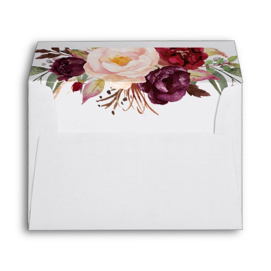 540x540 Marsala Burgundy Watercolor Flowers Bouquet Envelope