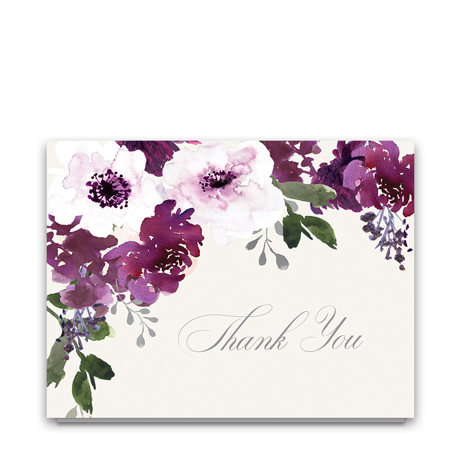 900x900 Plum Burgundy Wine Floral Wedding Thank You Cards