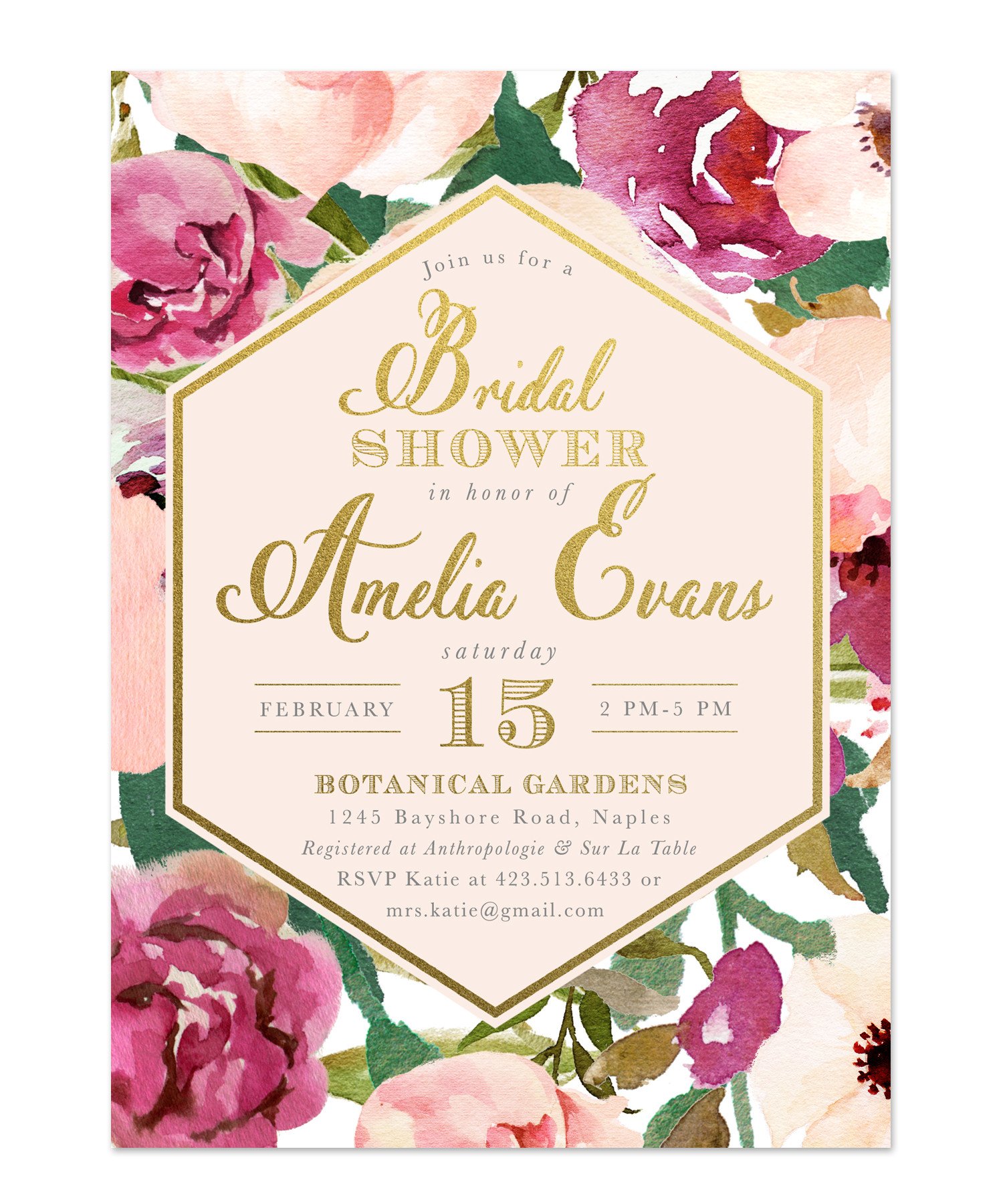 1500x1800 Burgundy, Blush Pink Amp Gold Bridal Shower Brunch Invitation