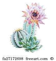 180x195 Free Art Print Of Watercolor Cactus Illustration. Watercolor