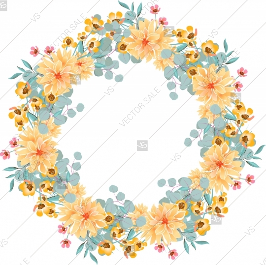 540x539 Wreath Frame With Flowers Peony, Chrysanthemum And Succulent