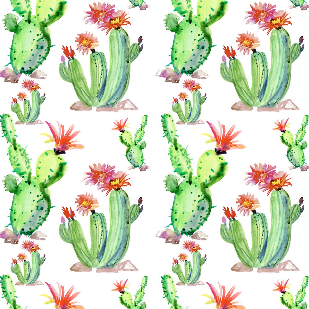 1000x1000 Cactus Watercolor 25 Pattern