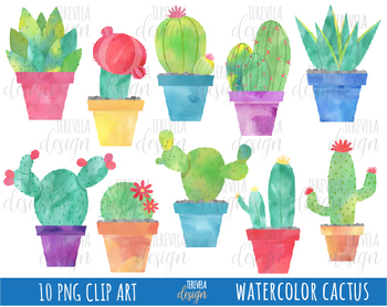 350x278 50% Cactus Watercolor Clipart, Botanical Clipart, Cactuse, Plants