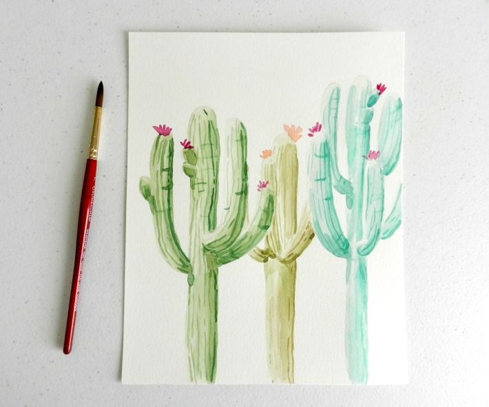 710x591 Hop On The Cactus Trend In Watercolor! Watercolor Pencils