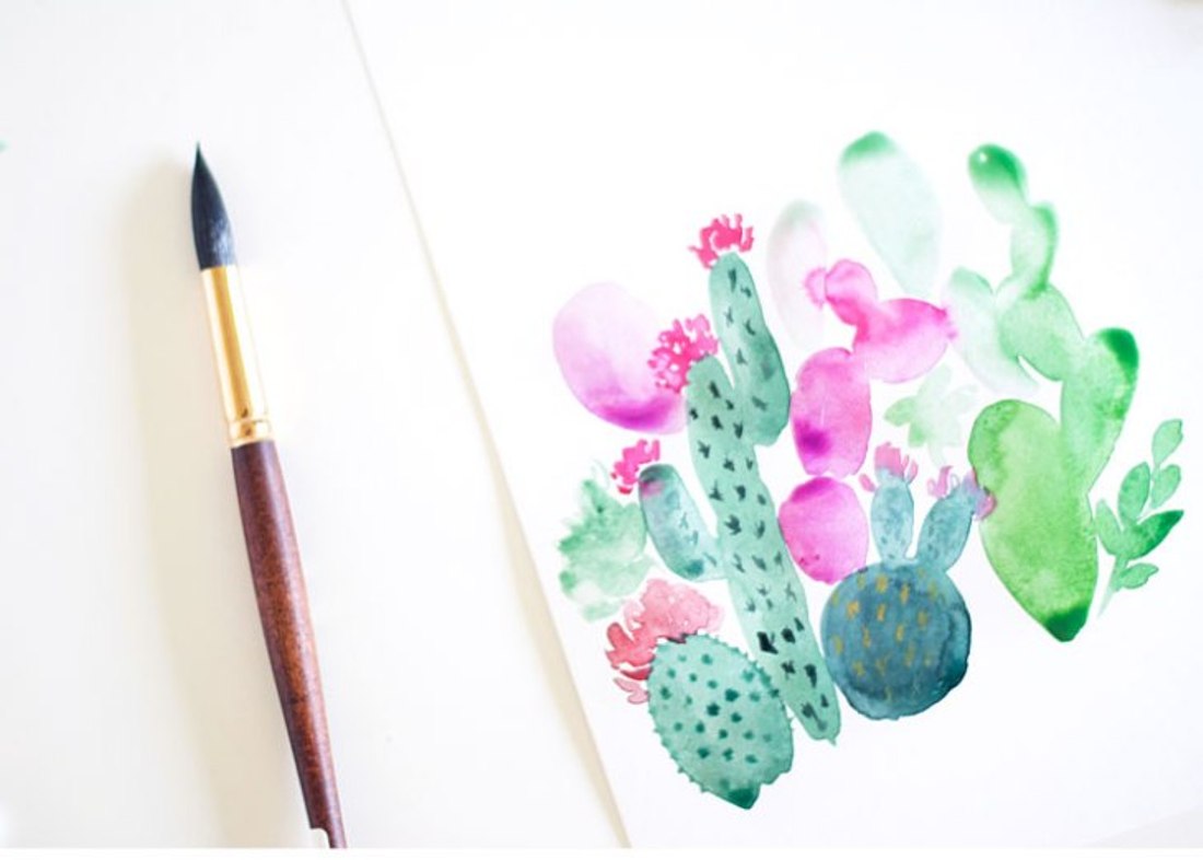 1100x786 How To Paint Cactus Using Watercolor The Art 123