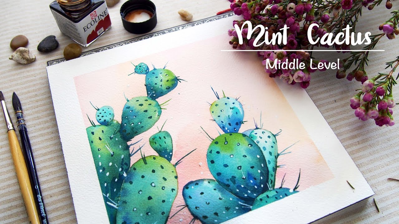 1280x720 Watercolour Cactus