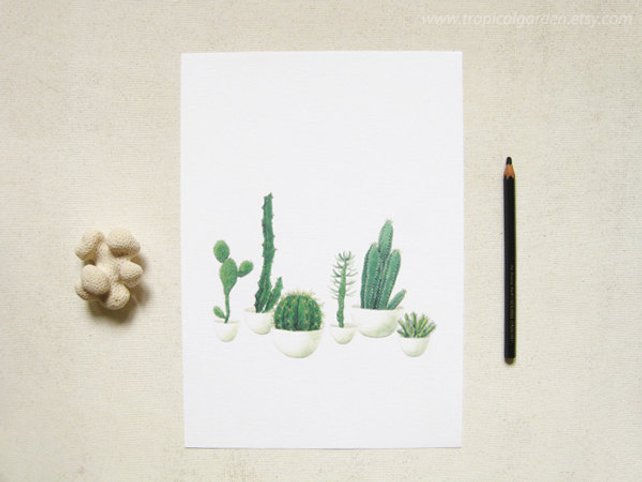 642x482 Cactus Watercolor Print Any One 8x10 Or 8x11 Cactus Art Etsy