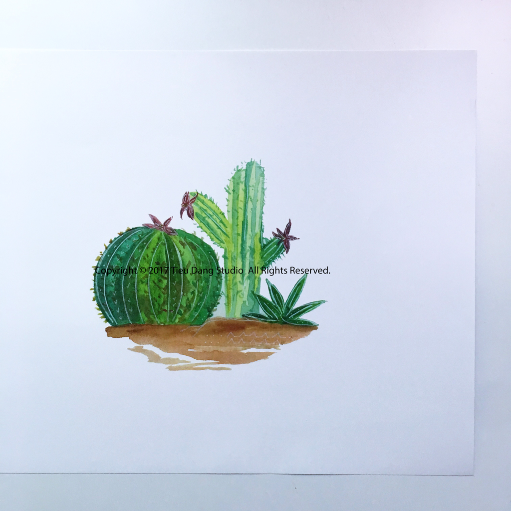 1024x1024 Cactus Watercolor Print Tieu Dang Studio