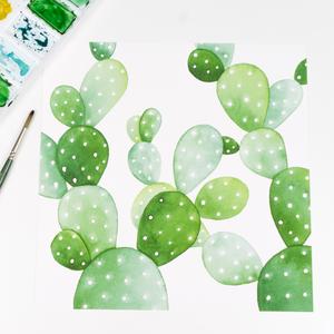 300x300 Square Prickly Pear Cactus Pattern