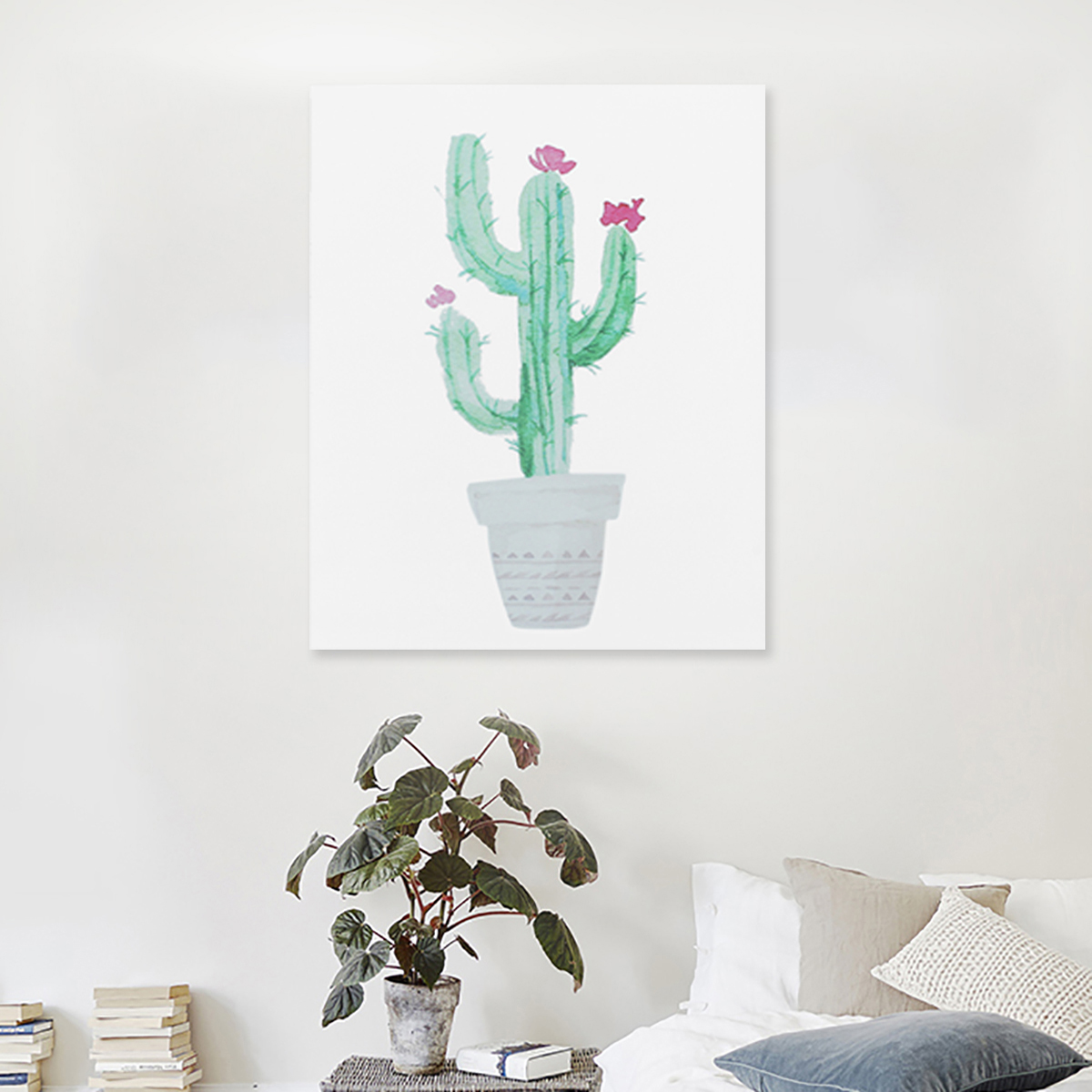 1200x1200 Watercolor Canvas Cactus Painting Print Picture Modern Home Wall