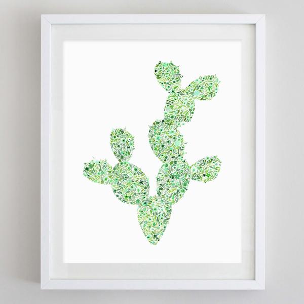 600x600 Cactus 2 Floral Watercolor Print Carly Rae Studio