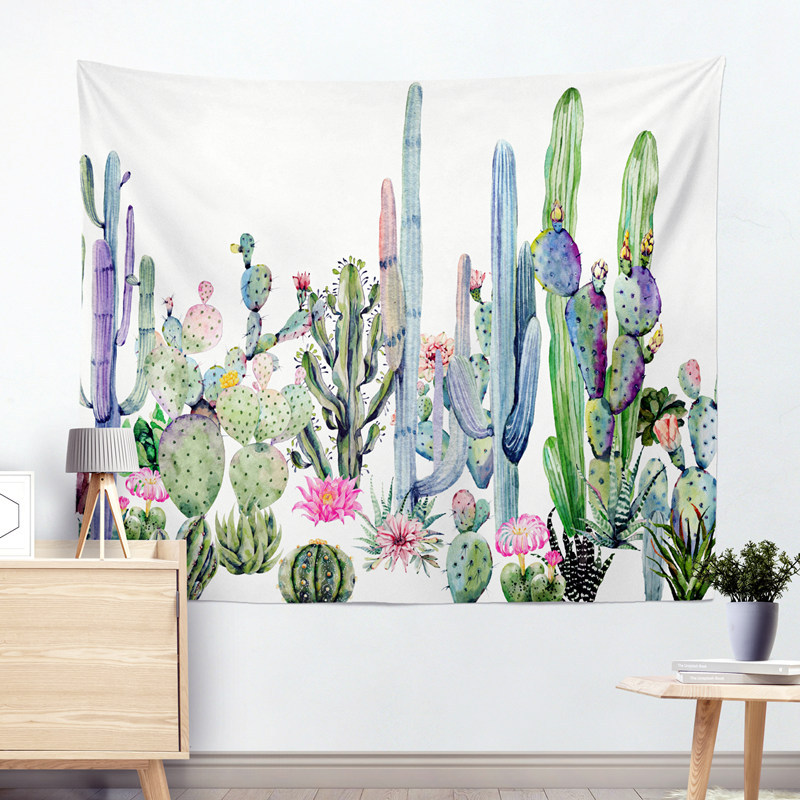800x800 Drop Shipping Cactus Watercolor Hanging Wall Tapestries Mandala