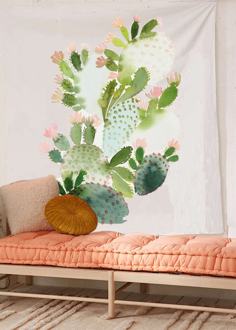 787x1100 Cactus Watercolor Wall Tapestry Fabric Wallpaper Home Decor,60x