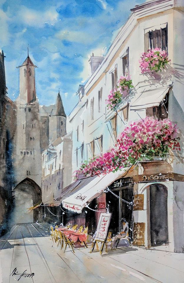 625x960 Paintings For Sale Cafe Watercolor By Shaima Adnan Artsyhome