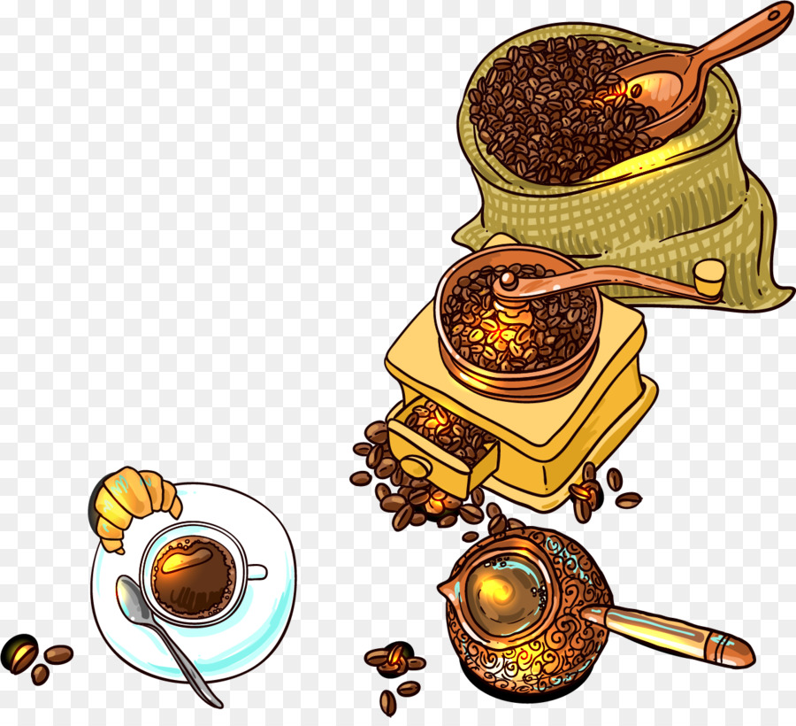 900x820 Coffee Bean Cafe Watercolor Painting