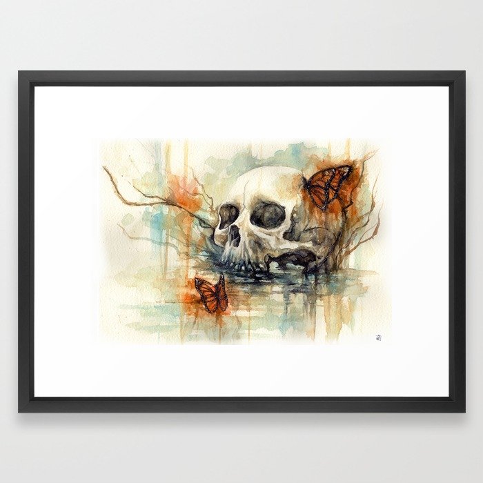 700x700 Watercolor Skull Framed Art Print By Akimao Society6
