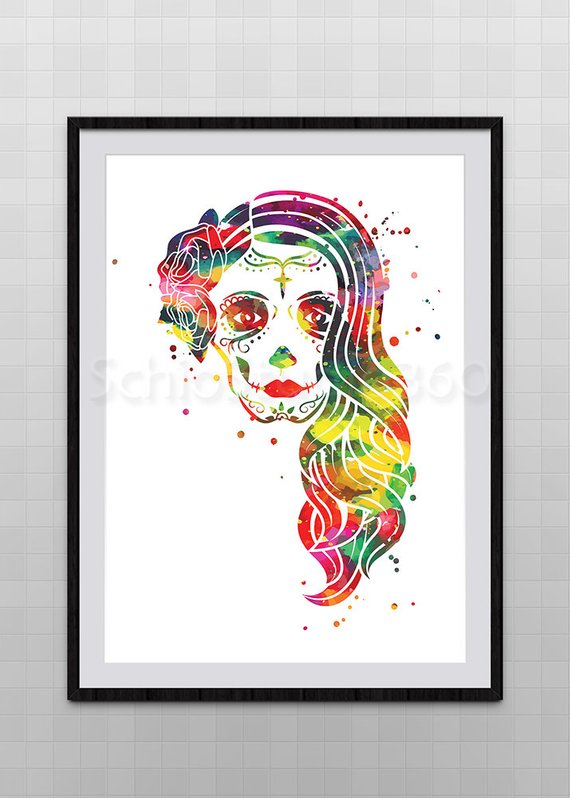 570x798 Calavera Catrina Watercolor Art Print Day Of The Dead Home Etsy