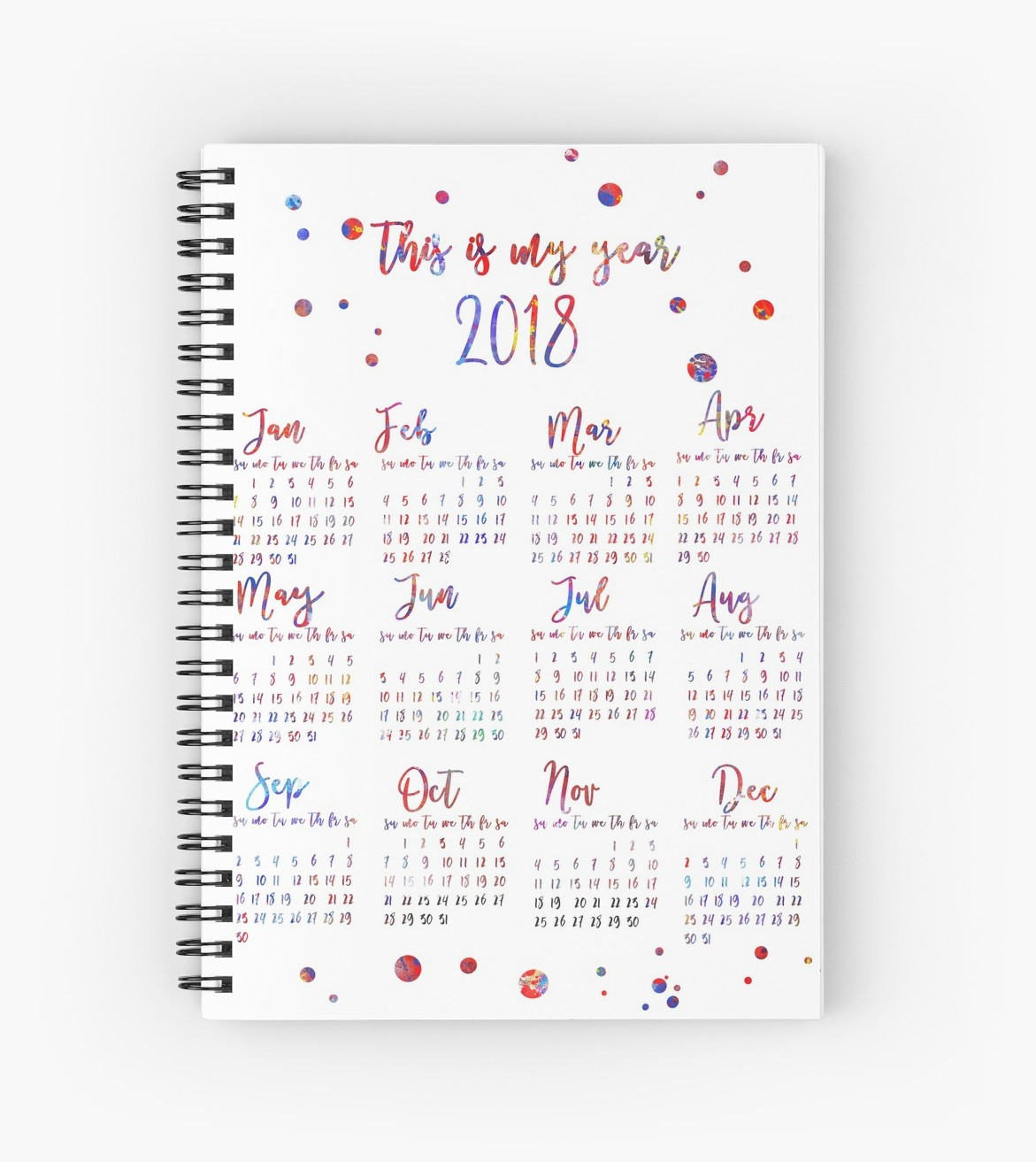 1171x1313 Poster Calendar 2018, Modern Calendar, Unique Calendar, 2018 Wall