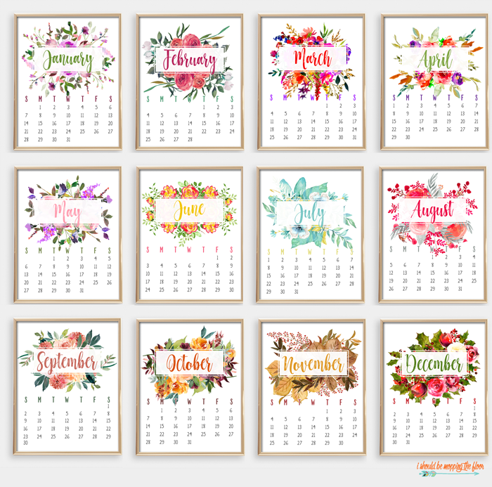 700x693 2018 Printable Watercolor Calendar