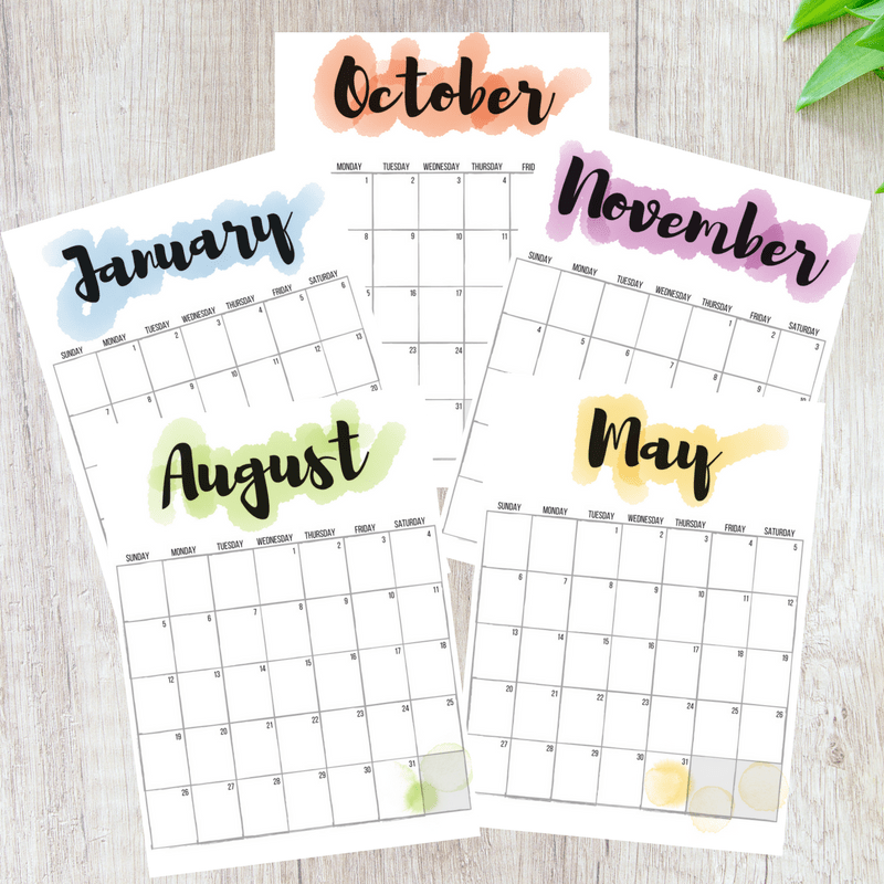 800x800 2018 Watercolor Calendars