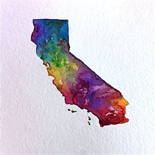 511x511 California Watercolor Map Put It In A Picture Frame