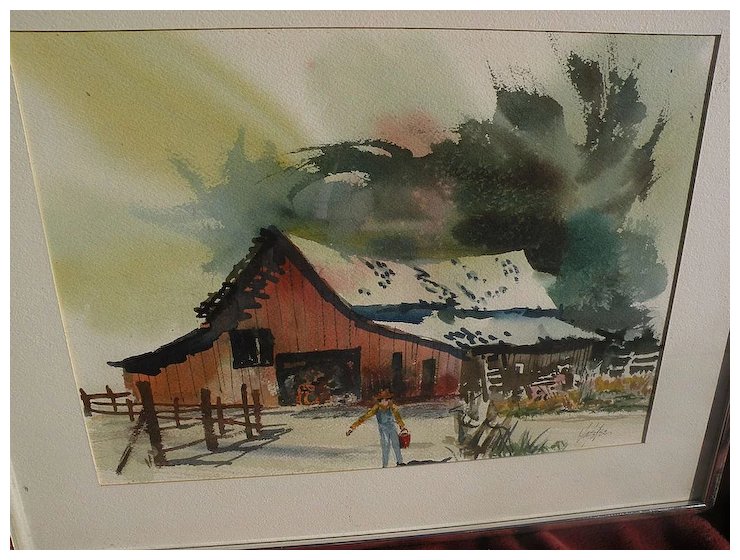 740x560 Jake Lee (1915 1991) California Watercolor Art Signed Painting