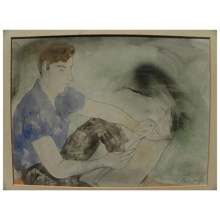 740x740 Burr Singer (1912 1992) California Watercolor Painting By Well