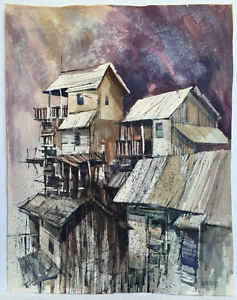 237x300 Vintage Robert Uecker Painting California Watercolor Society 22x27