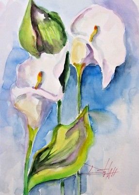 286x400 Calla Lily Contemporary Watercolor Painting Flower Original Art