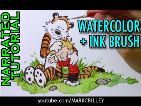 480x360 Calvin Amp Hobbes Watercolorrush Inking Techniques