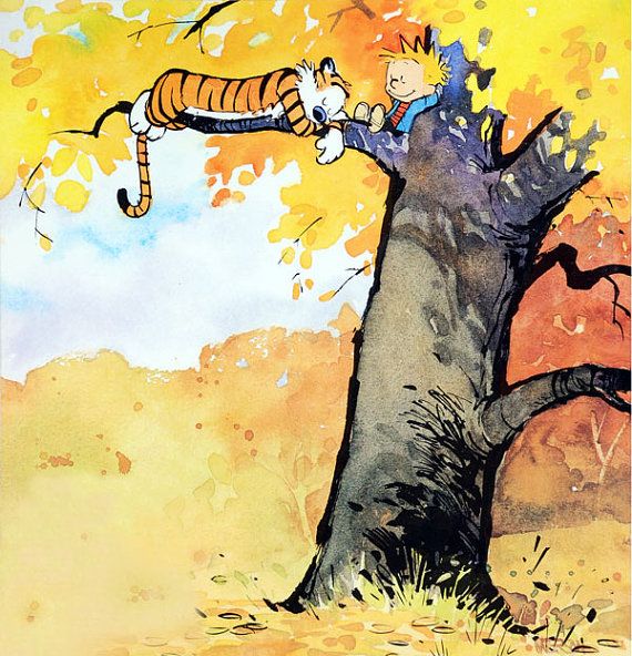 570x592 Calvin And Hobbes Watercolor Tree Canvas Print 36 X 36 Calvin