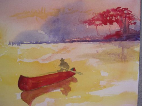 500x375 Man In Canoe Watercolor By Amy Whitehouse