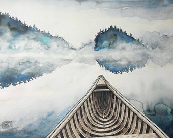 340x270 Painting Of Canoe Etsy