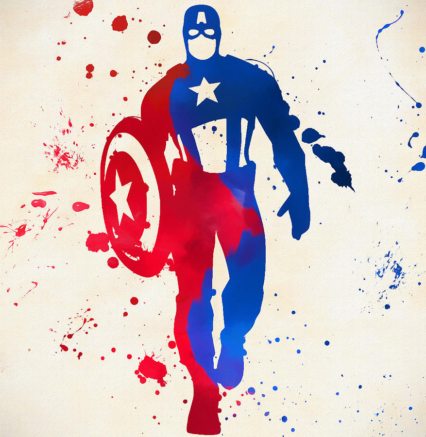 877x900 Captain America Paint Splatter Painting By Dan Sproul
