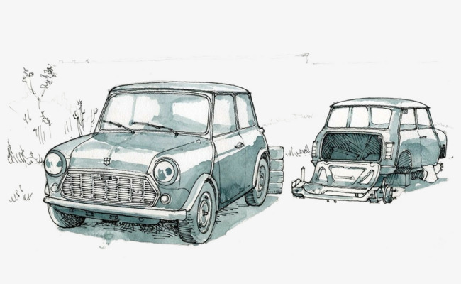 650x400 Hand Painted Watercolor Car, Watercolor Clipart, Car Clipart