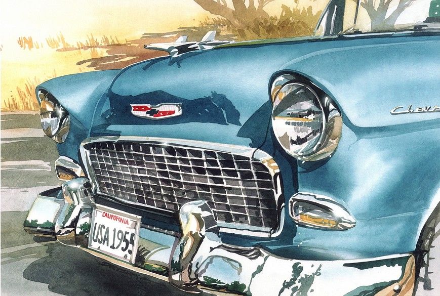 869x585 Image Result For Watercolor Paintings Of Cars Hot Rods