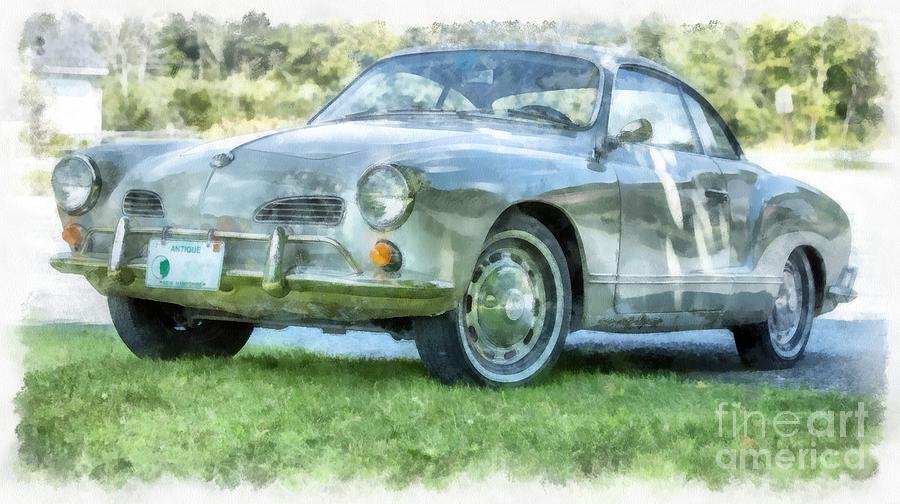 900x504 Karmann Ghaia Vintage Car Watercolor Photograph By Edward Fielding