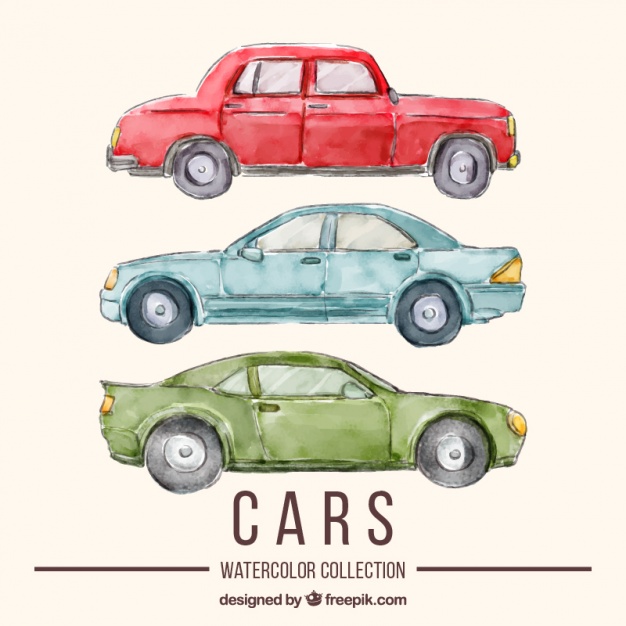 626x626 Watercolor Car Set Stock Images
